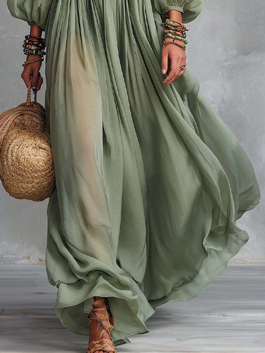 Élodine™ | Abito Maxi Bohemien con Stampa Floreale - Eleganza e Stile per Ogni Occasione!