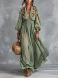 Élodine™ | Abito Maxi Bohemien con Stampa Floreale - Eleganza e Stile per Ogni Occasione!
