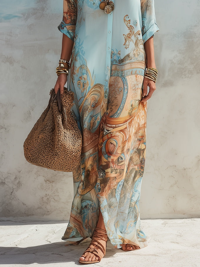 Serena | Abito Chemisier Mediterraneo - Eleganza e Stile per Ogni Occasione