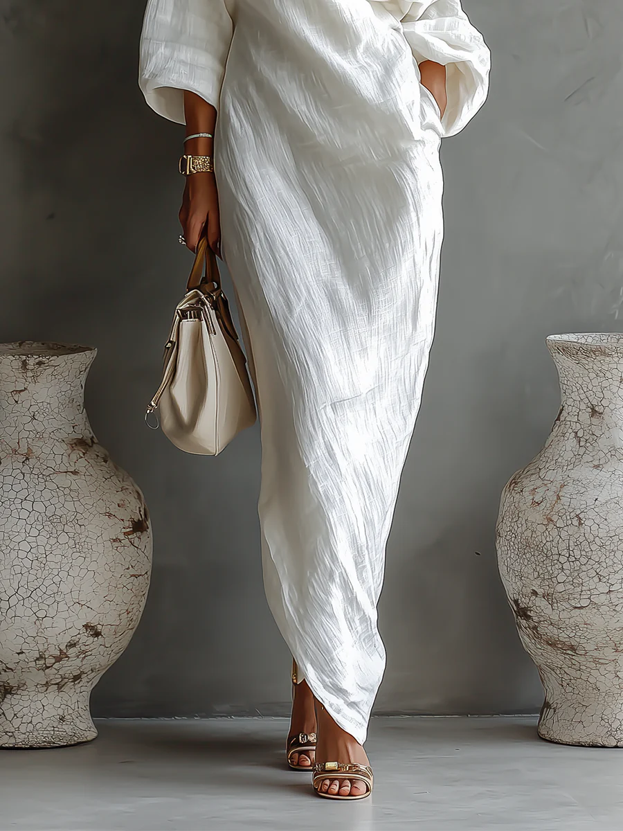 Elise™ | Abito Maxi Bianco a Spalla Unica - Eleganza Senza Tempo