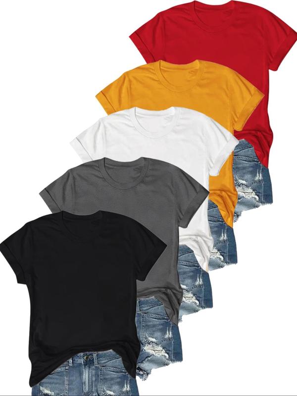 OLIVE™ - Set di 5 T-shirt Casual a Maniche Corte per un Look Fresco e Stile Unico!