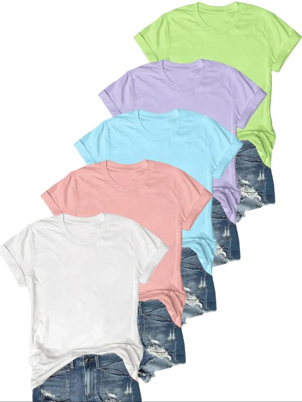 OLIVE™ - Set di 5 T-shirt Casual a Maniche Corte per un Look Fresco e Stile Unico!