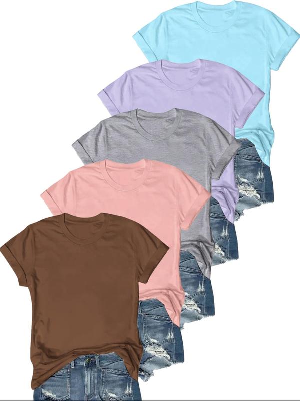OLIVE™ - Set di 5 T-shirt Casual a Maniche Corte per un Look Fresco e Stile Unico!