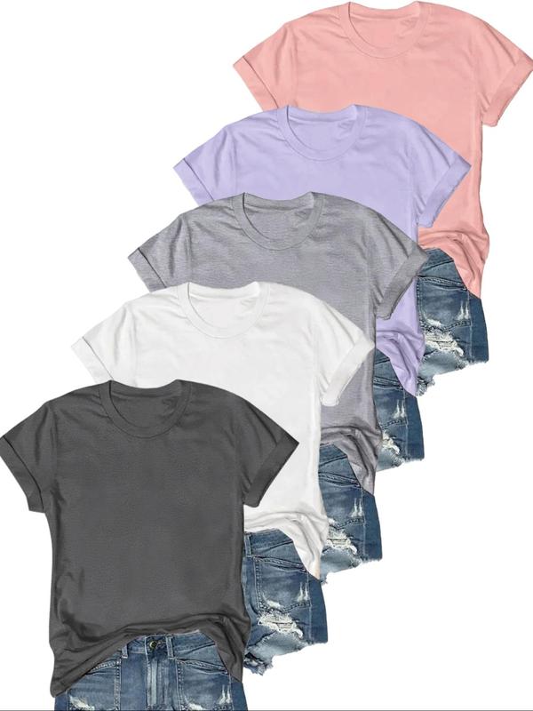 OLIVE™ - Set di 5 T-shirt Casual a Maniche Corte per un Look Fresco e Stile Unico!