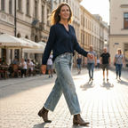 Jeans Dritti Cropped Retro per Donna - Stile Vintage e Comfort Unico!