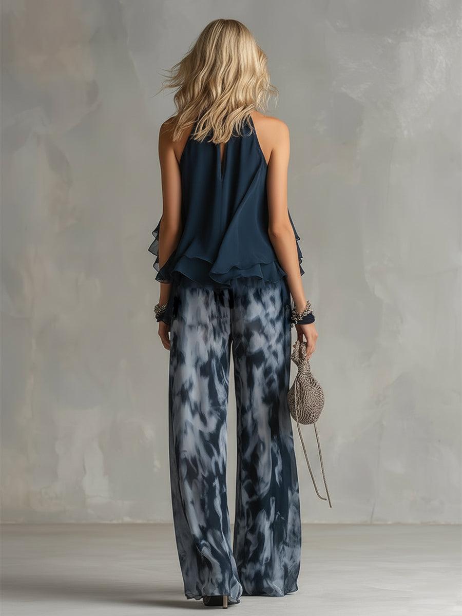Élise | Completo Chic e Leggero: Top Fluido e Pantaloni Larghi per uno Stile Elegante
