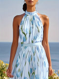 Tulipa™ - Maxi Abito Halterneck con Design a Tulipano: Eleganza e Stile Unici!