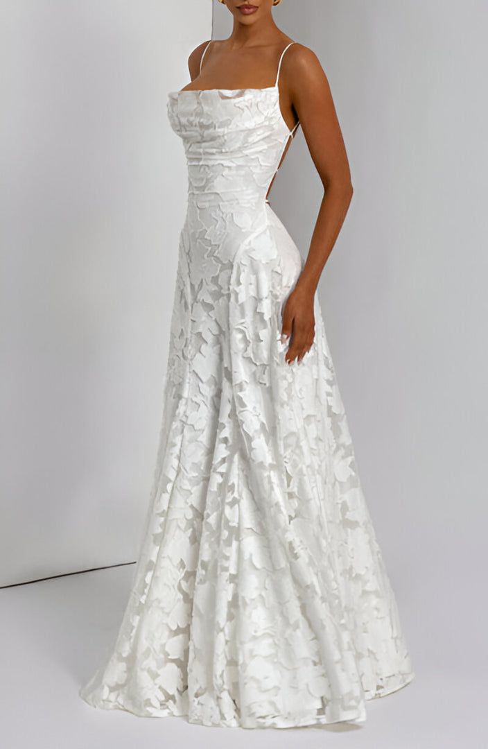 Francisa - Maxi Abito Elegante con Corsetto in Pizzo per un Look da Sogno