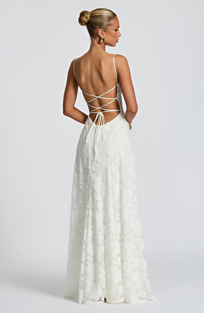 Francisa - Maxi Abito Elegante con Corsetto in Pizzo per un Look da Sogno