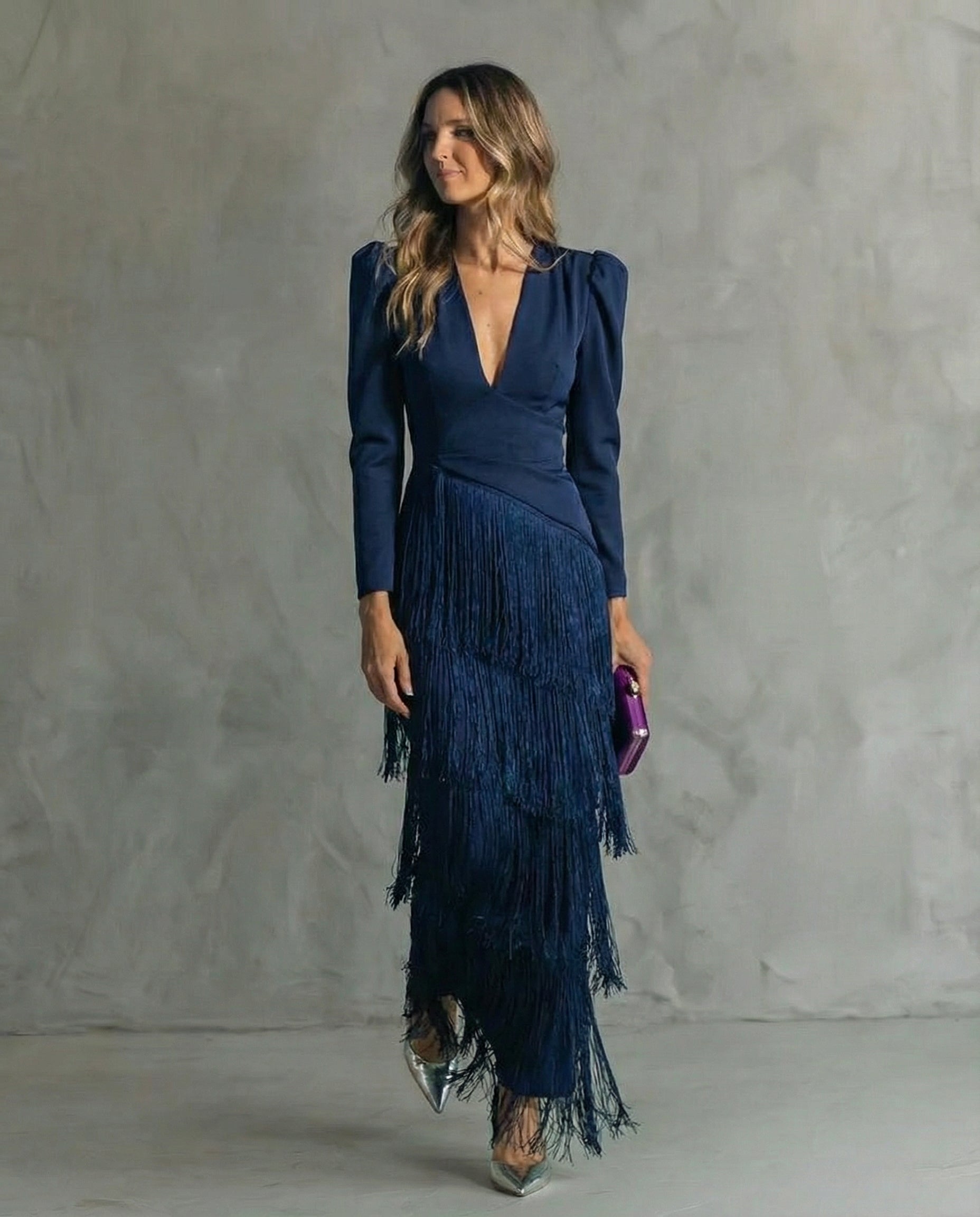 Chiara | Abito Elegante con Maniche a Frange - Stile Unico per Occasioni Speciali