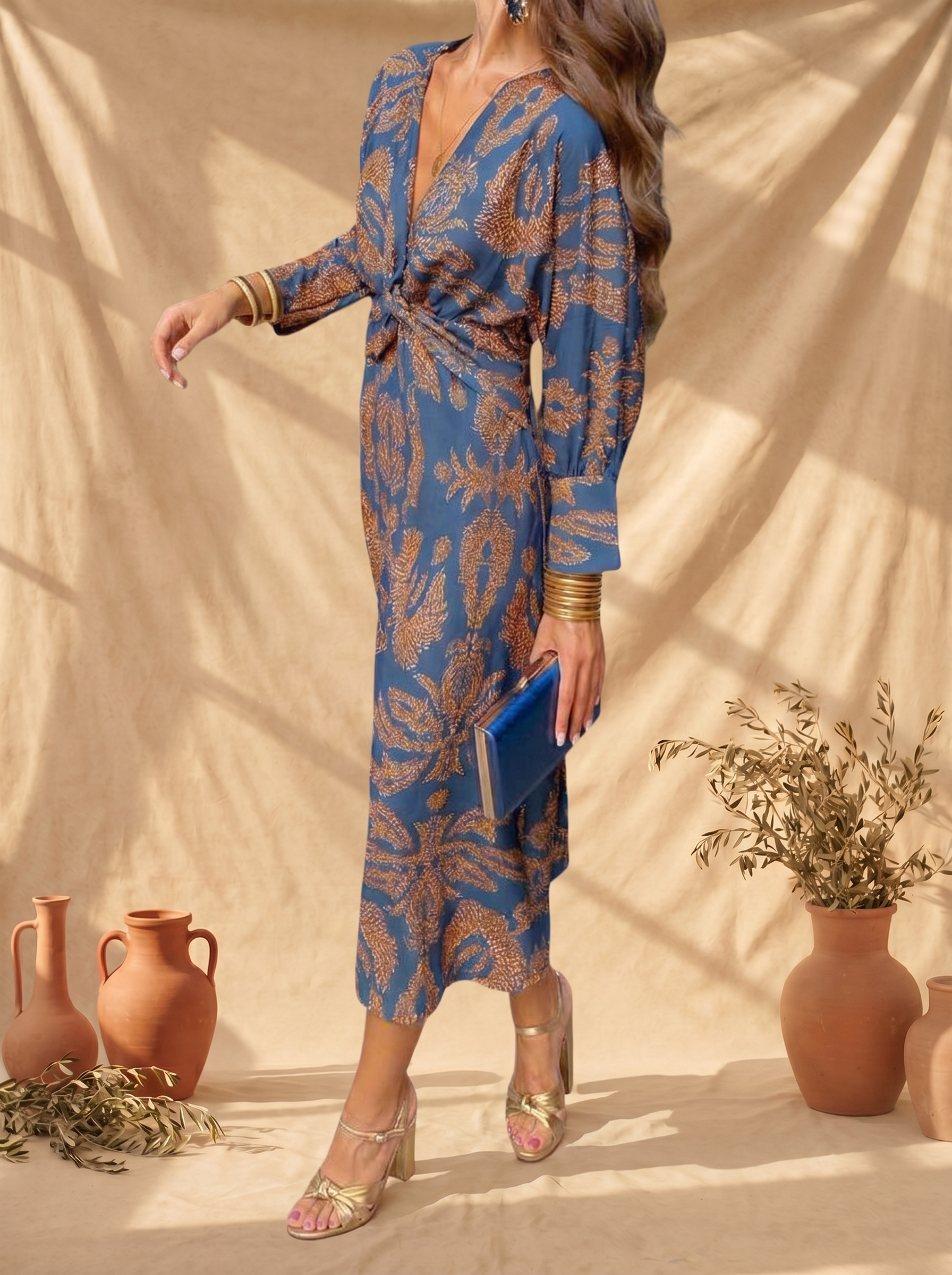 Celeste | Abito Midi Eleganza Floreale da Sogno