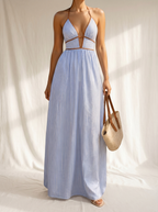 Laurina | Abito Lungo a Righe con Scollo Cut-Out: Eleganza e Stile Unici