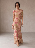 Rosario | Abito Lungo Floreale in Chiffon: Eleganza e Stile per Ogni Occasione