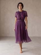 Flavia | Maxi Abito Elegante con Scollo a Goccia e Raffinato Bordo in Pizzo Chiffon