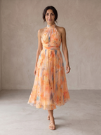 Aurora | Abito Halter con Stampa Acquerello - Eleganza e Stile Unici