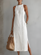 Jimena | Abito Midi in Lino con Collo Mao - Eleganza e Comfort per Ogni Occasione!