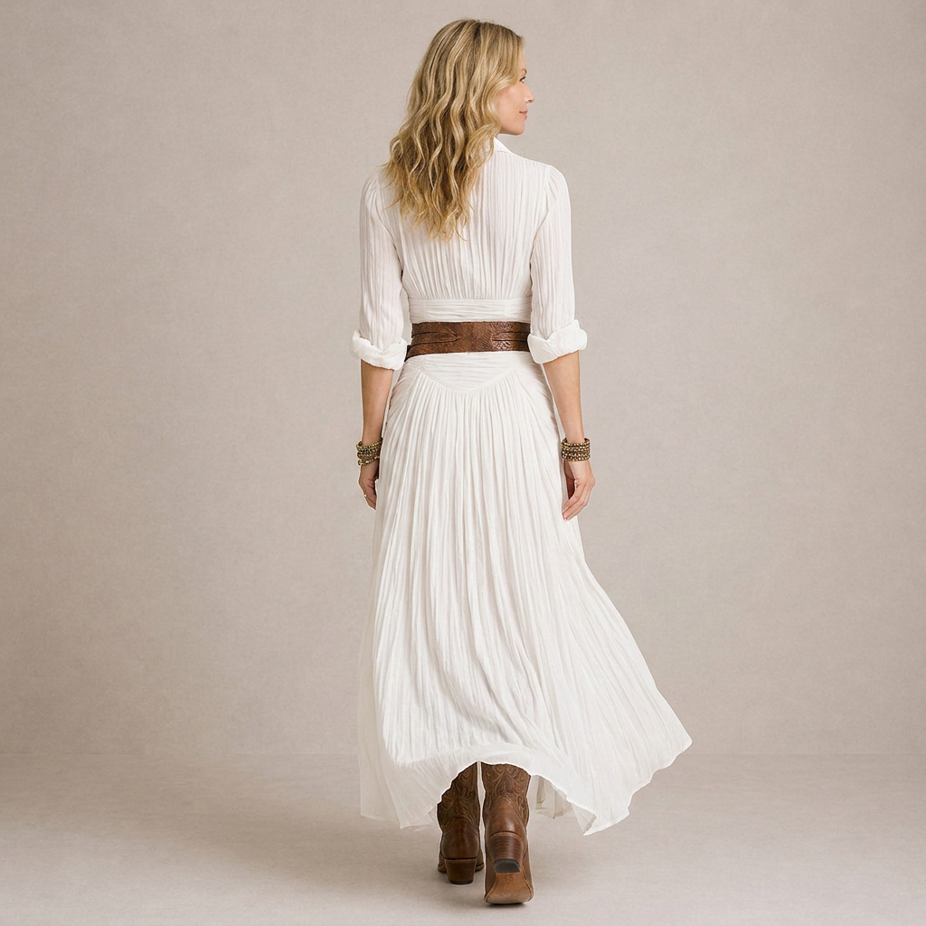 OLIVIA | Abito Lungo Elegante con Colletto - Stile e Comfort per Ogni Occasione