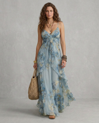 ELISA | Abito Maxi Floreale Azzurro - Eleganza e Stile per Ogni Occasione!