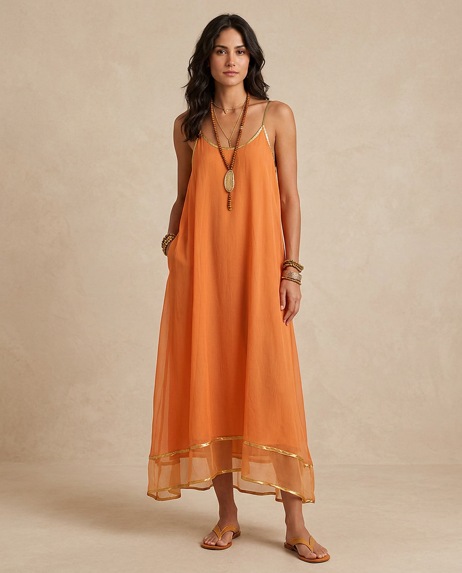 LILIANA | Abito in Tulle Apricot con Lacci - Eleganza e Stile Unici!