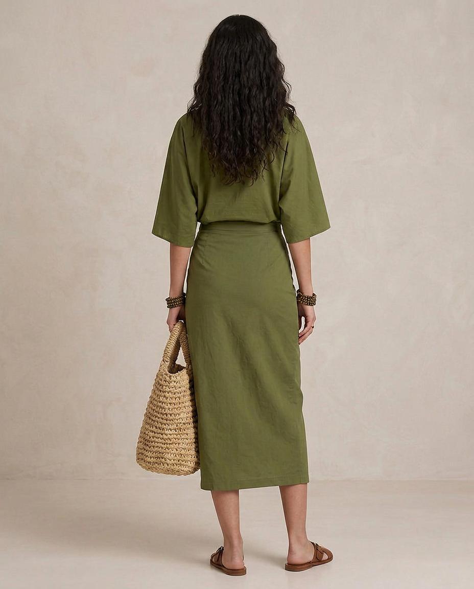 Abito Midi Boho Verde Oliva Marta - Stile Unico per Ogni Occasione!