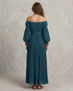 ARIANA | Maxi Abito Teal con Spalle Scoperte - Eleganza e Stile Unici!