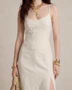 LUCIA | Maxi Abito Bianco con Spacco - Eleganza e Stile per Ogni Occasione!
