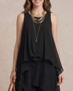 NOEMI | Maxi Abito Boho in Chiffon Nero a Strati - Eleganza e Stile Unici!