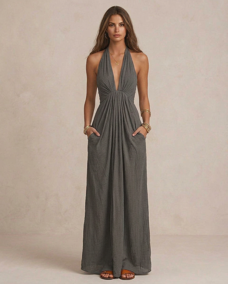 GIULIA | Abito Maxi Drappeggiato Elegante per Ogni Occasione