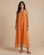 LILIANA | Abito in Tulle Apricot con Lacci - Eleganza e Stile Unici!