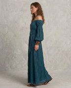 ARIANA | Maxi Abito Teal con Spalle Scoperte - Eleganza e Stile Unici!