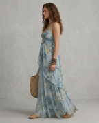 ELISA | Abito Maxi Floreale Azzurro - Eleganza e Stile per Ogni Occasione!