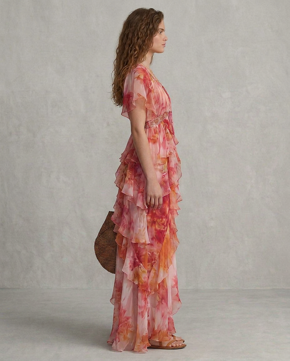 LUNA | Abito Boho Floreale con Balze - Stile Unico per Ogni Occasione!