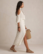 VALENTINA | Abito Midi Halter Drappeggiato in Avorio - Eleganza senza Tempo