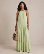 LIVIA | Maxi Abito Boho Verde Pistacchio - Stile Unico per Ogni Occasione!