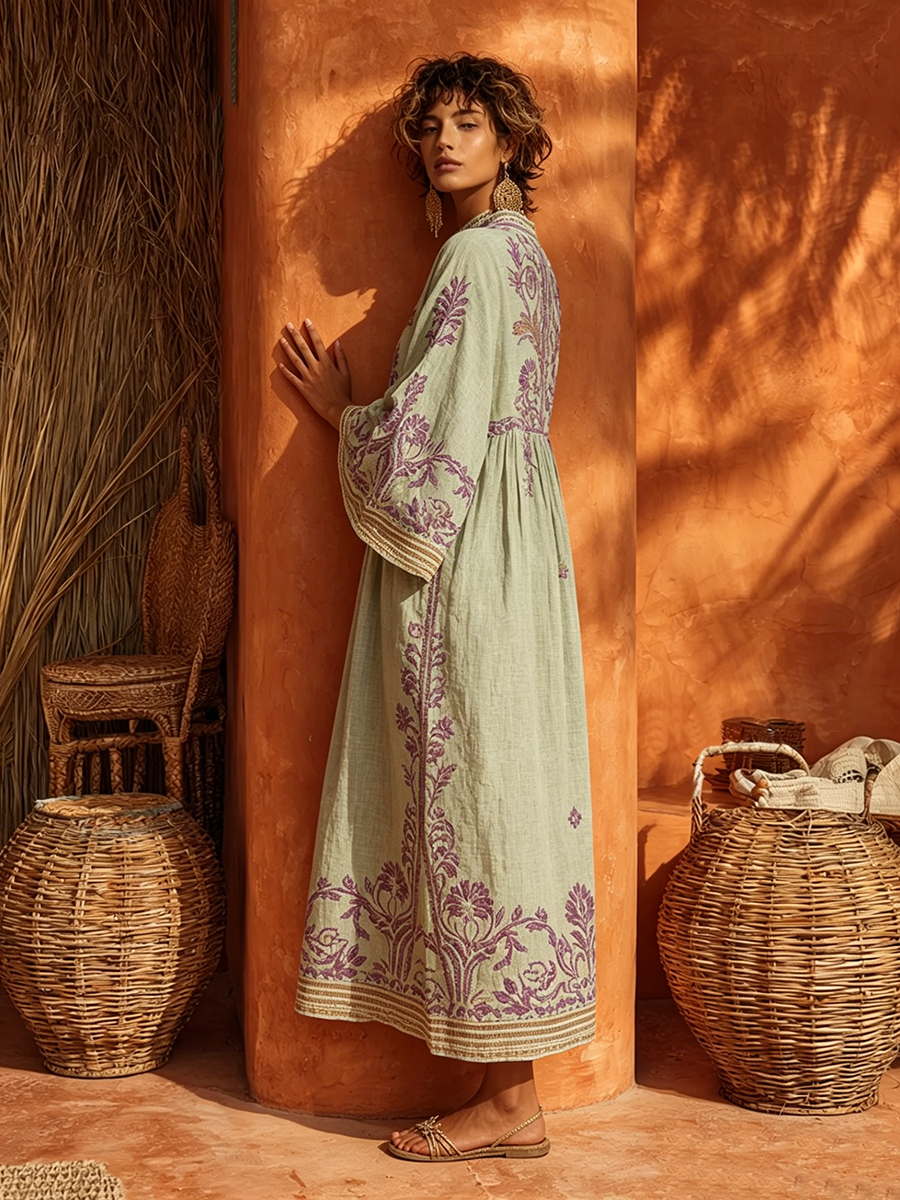 Celestina | Abito Boho Ricamato con Stile Mediterraneo - Eleganza Unica per Ogni Occasione!