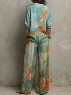Chiara | Set Floreale Elegante con Pantaloni Ampi - Stile e Comfort per Ogni Occasione!