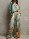 Chiara | Set Floreale Elegante con Pantaloni Ampi - Stile e Comfort per Ogni Occasione!