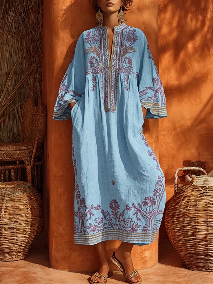 Celestina | Abito Boho Ricamato con Stile Mediterraneo - Eleganza Unica per Ogni Occasione!