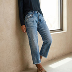 Jeans Dritti Cropped Retro per Donna - Stile Vintage e Comfort Unico!